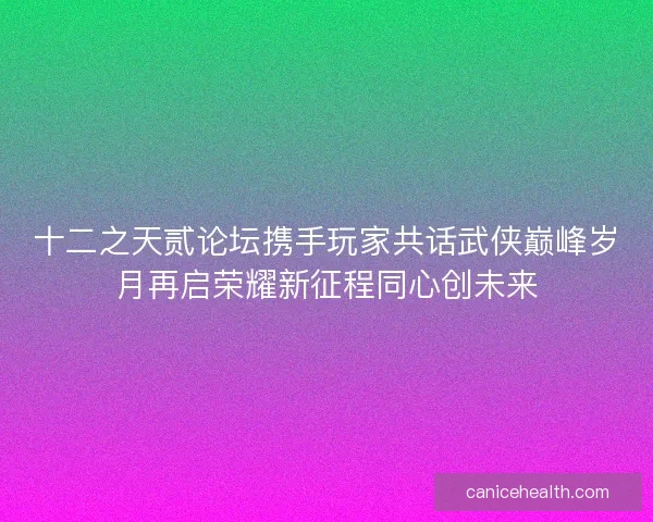 十二之天贰论坛携手玩家共话武侠巅峰岁月再启荣耀新征程同心创未来