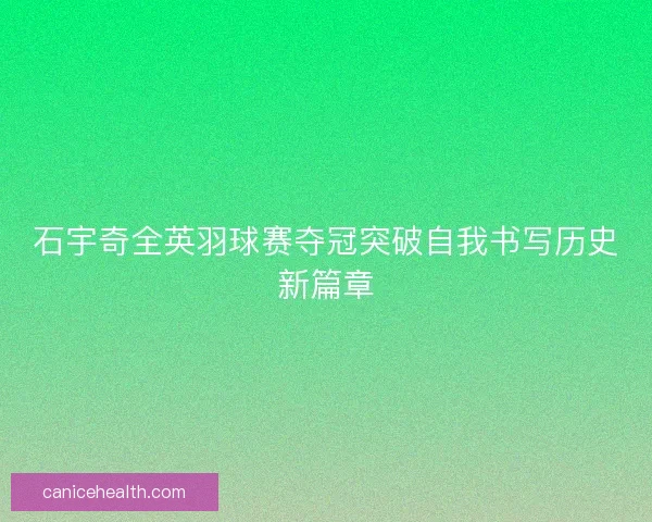 石宇奇全英羽球赛夺冠突破自我书写历史新篇章