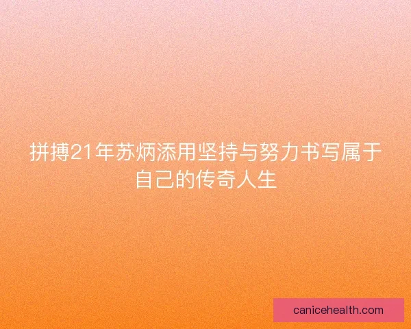 拼搏21年苏炳添用坚持与努力书写属于自己的传奇人生