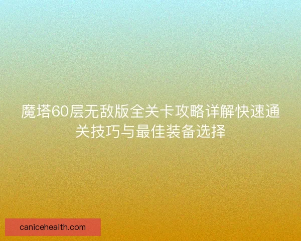 魔塔60层无敌版全关卡攻略详解快速通关技巧与最佳装备选择